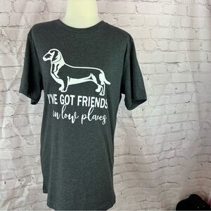 NWT Bella Canvas boutique dachshund Graphic Tee "friends in low places"